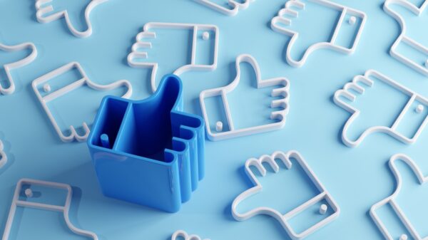 A graphic of many “thumbs up” icons from social media platforms.